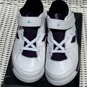 Jordan Kids White and Dark Purple Sneakers